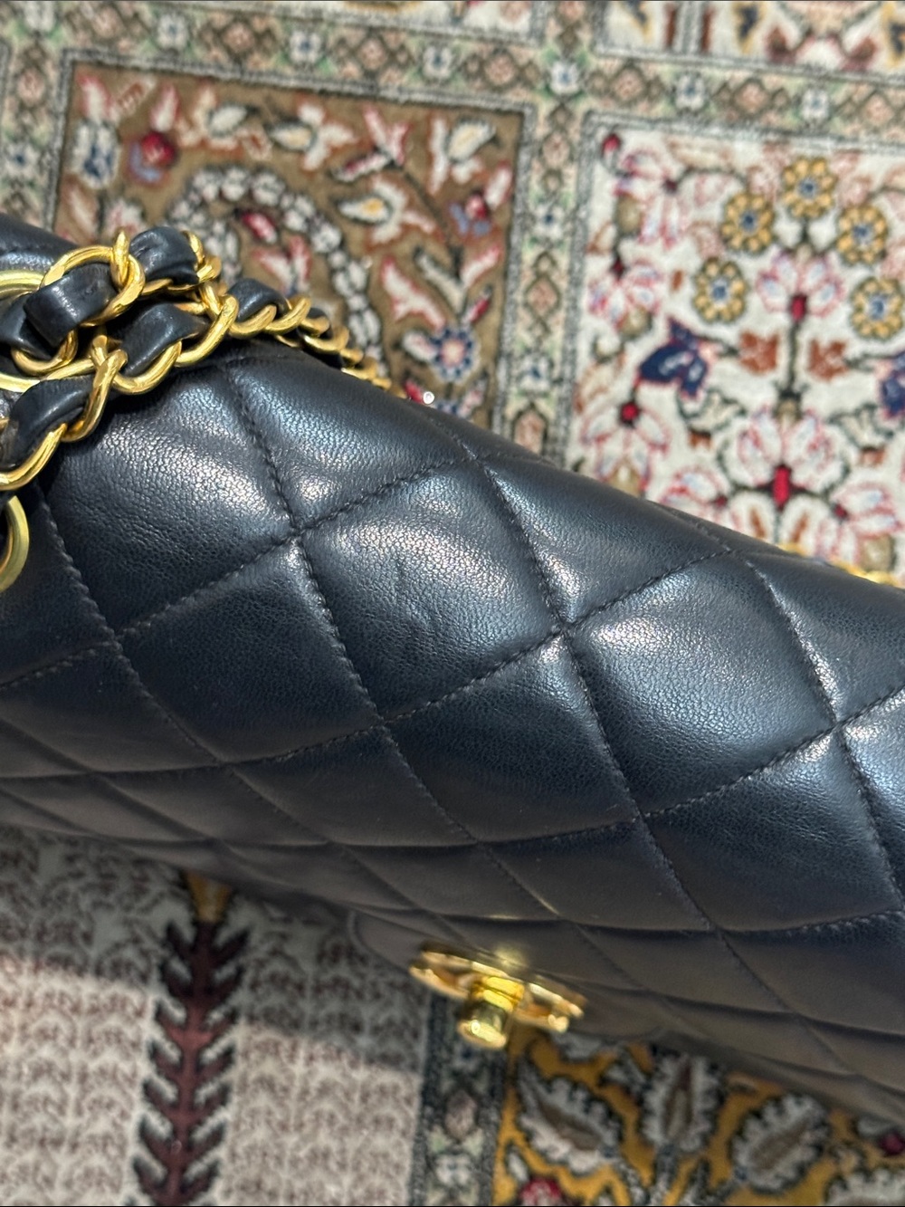 Authentic Vintage CHANEL Black 2 Sided Quilted Shoulder Bag with Gold Chain - Picture 12 of 17